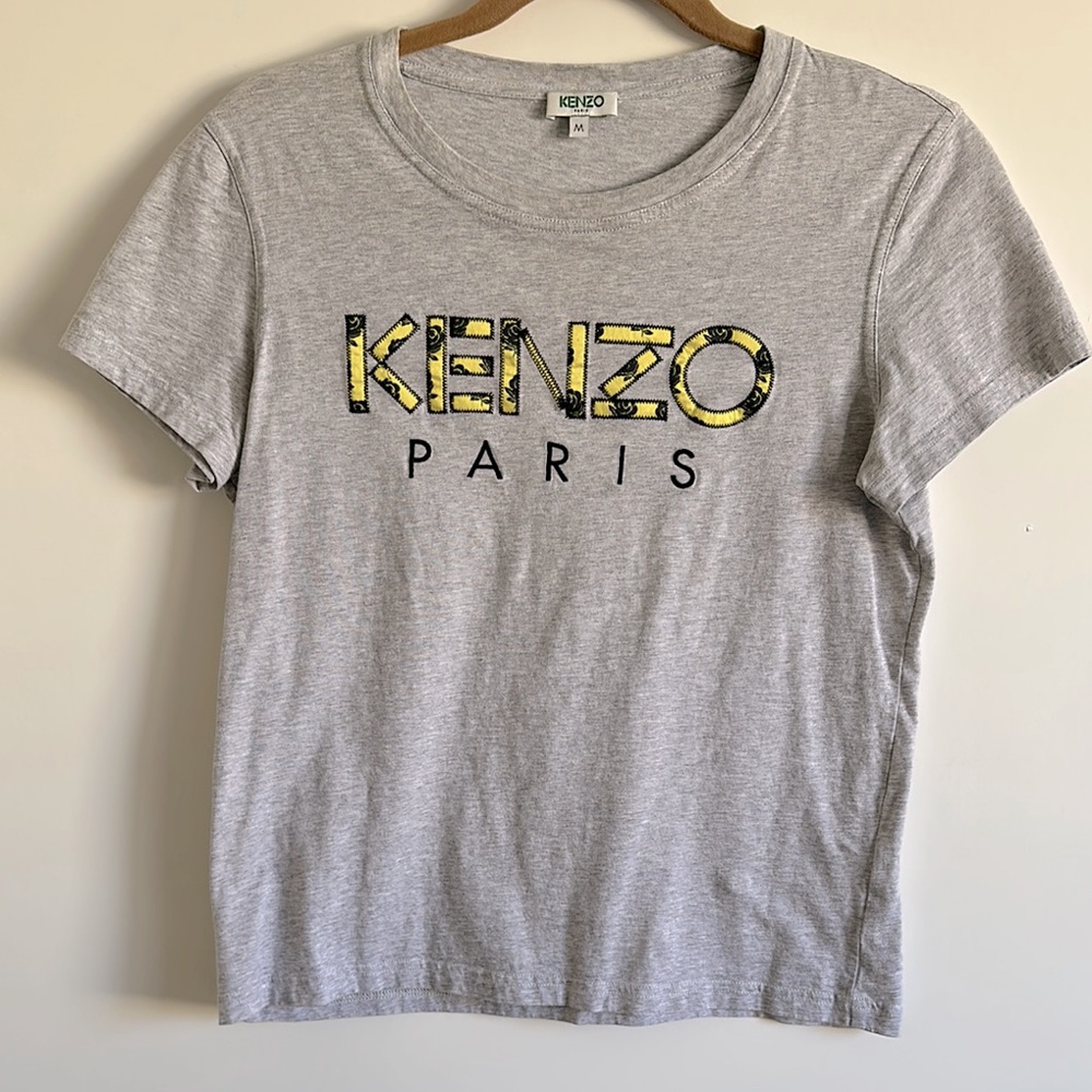 Kenzo Gray and Yellow Short Sleeve Tee